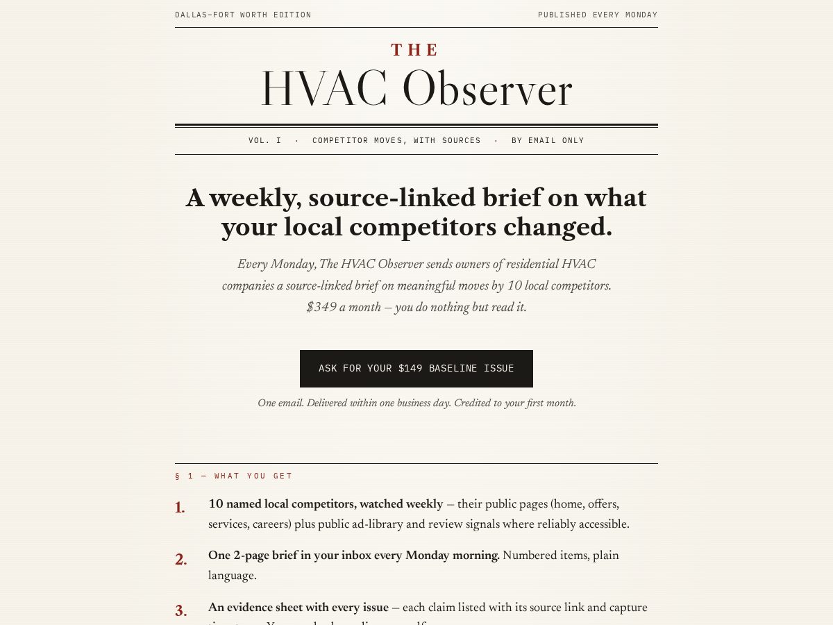 Landing-page snapshot of hvacobserver.com