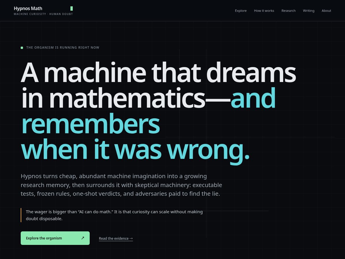Landing-page snapshot of hypnosmath.com