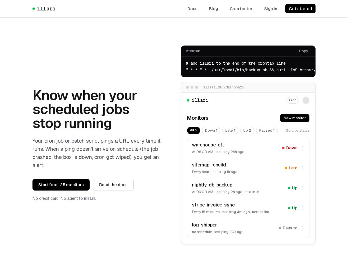 Landing-page snapshot of illari.dev