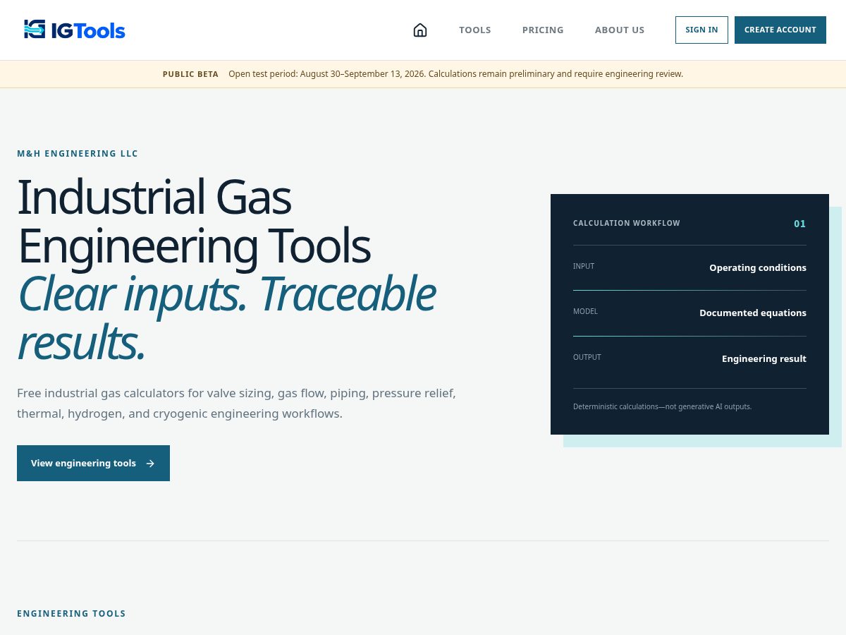 Landing-page snapshot of industrialgastools.com