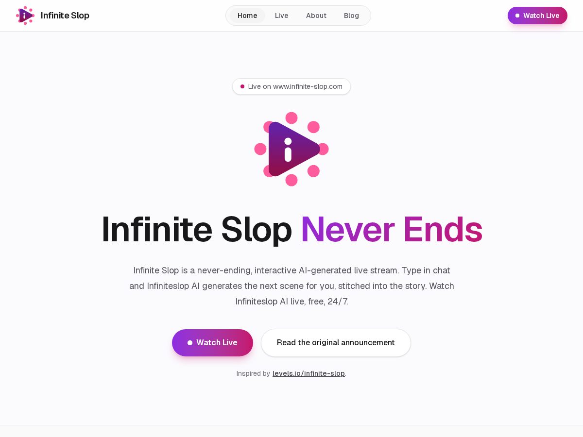 Landing-page snapshot of infinite-slop.com