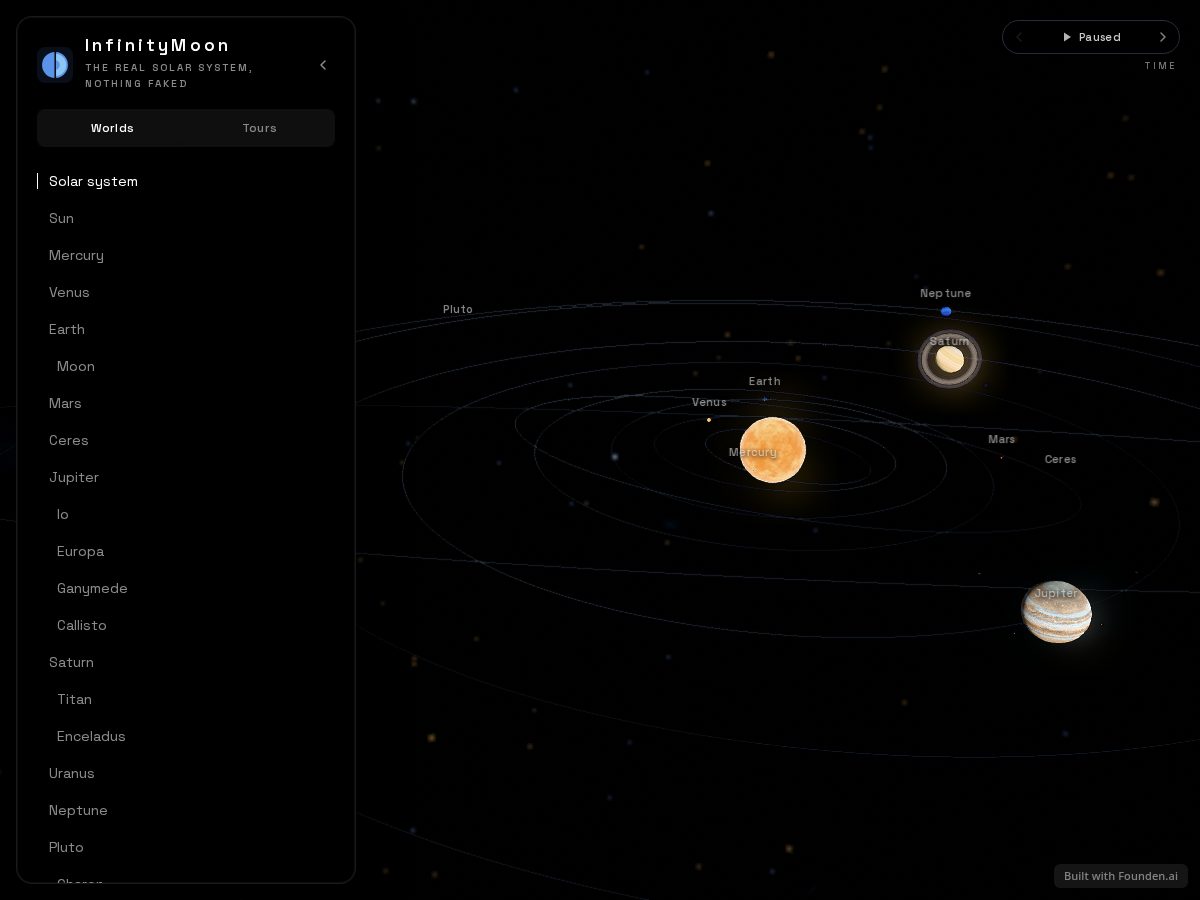Landing-page snapshot of infinitymoon.space