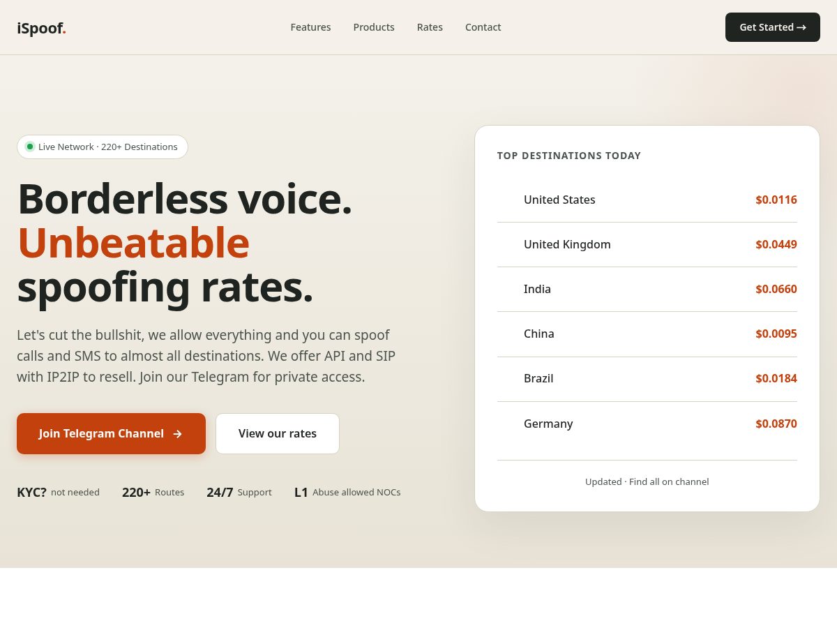 Landing-page snapshot of ispoofdev.com
