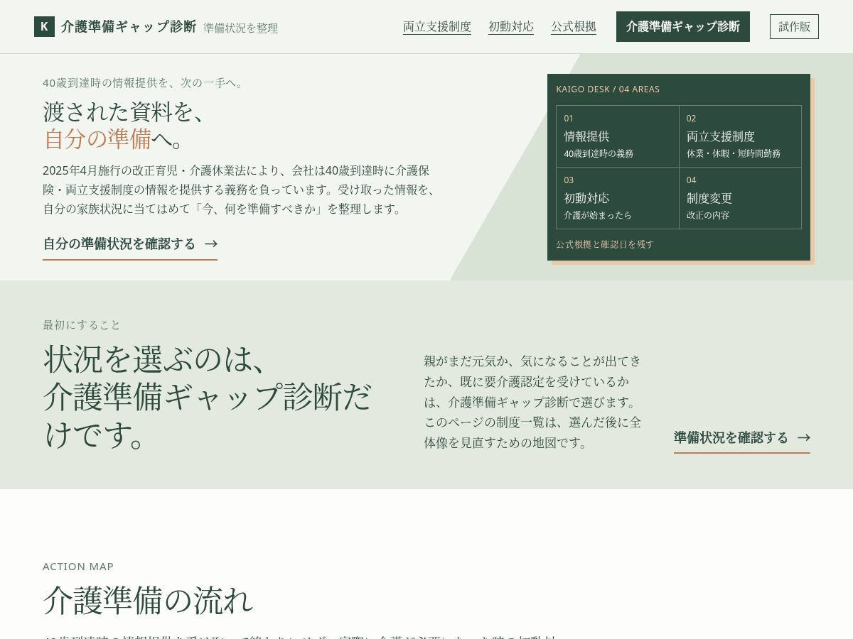 Landing-page snapshot of kaigo-junbi.com
