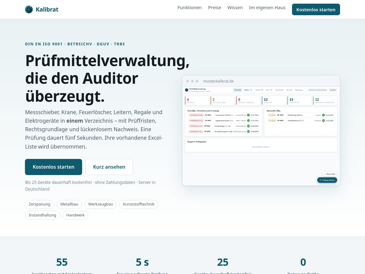 Landing-page snapshot of kalibrat.com