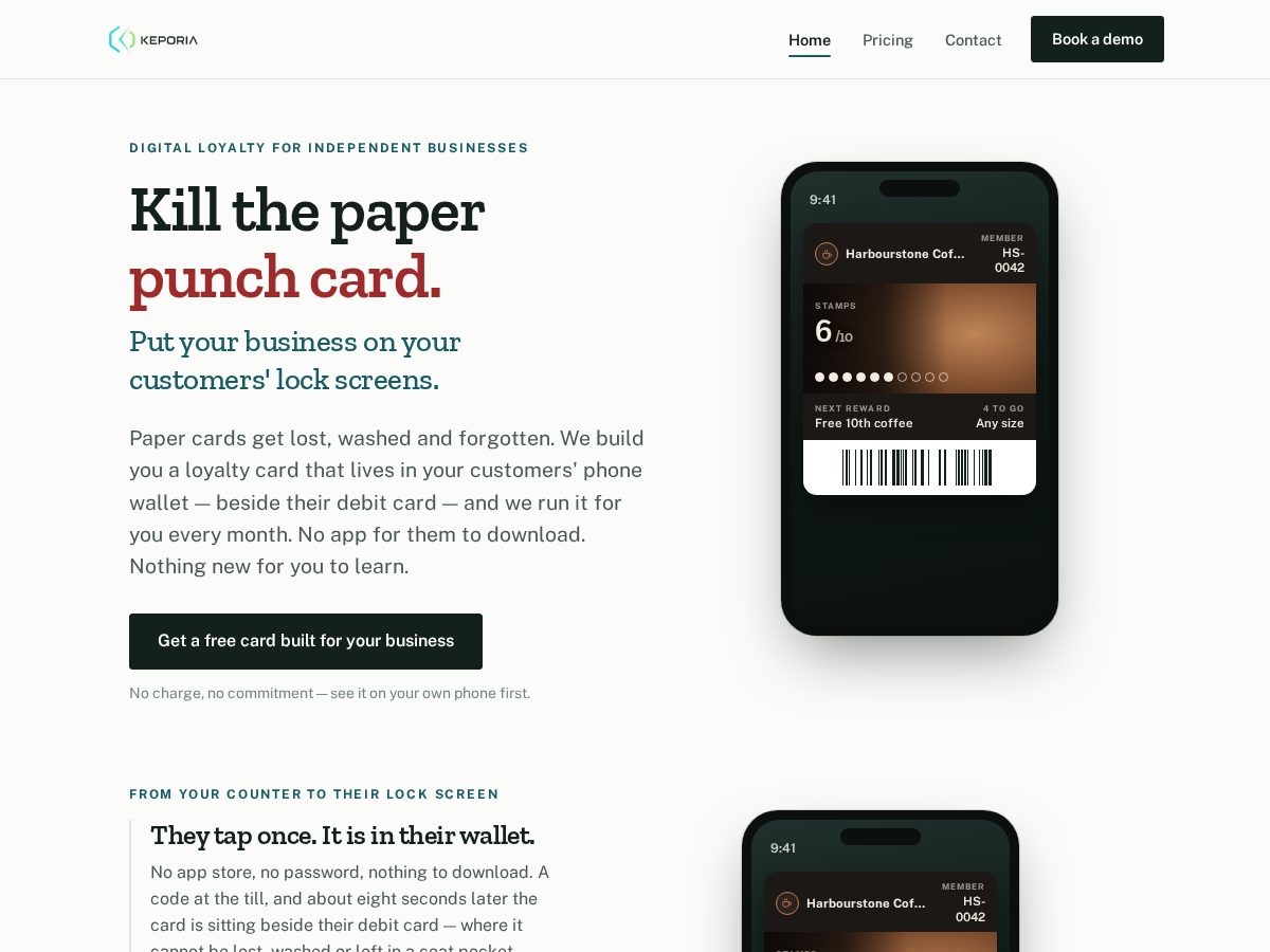 Landing-page snapshot of keporia.com