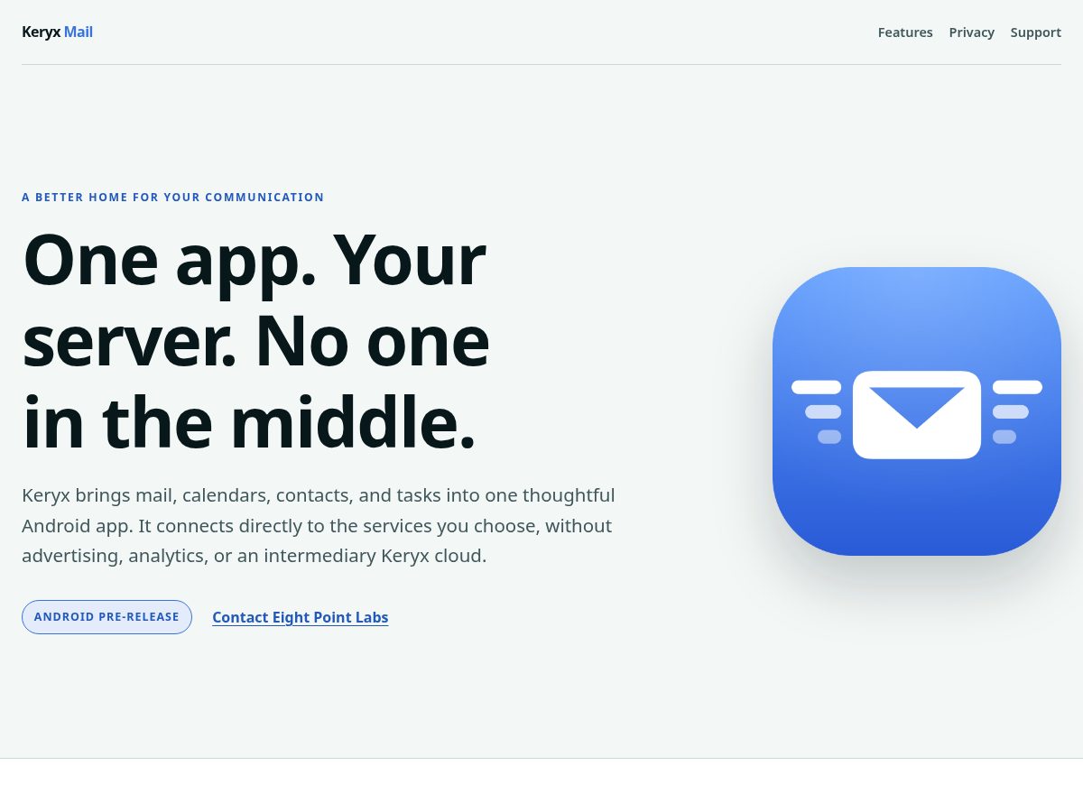 Landing-page snapshot of keryxmail.app