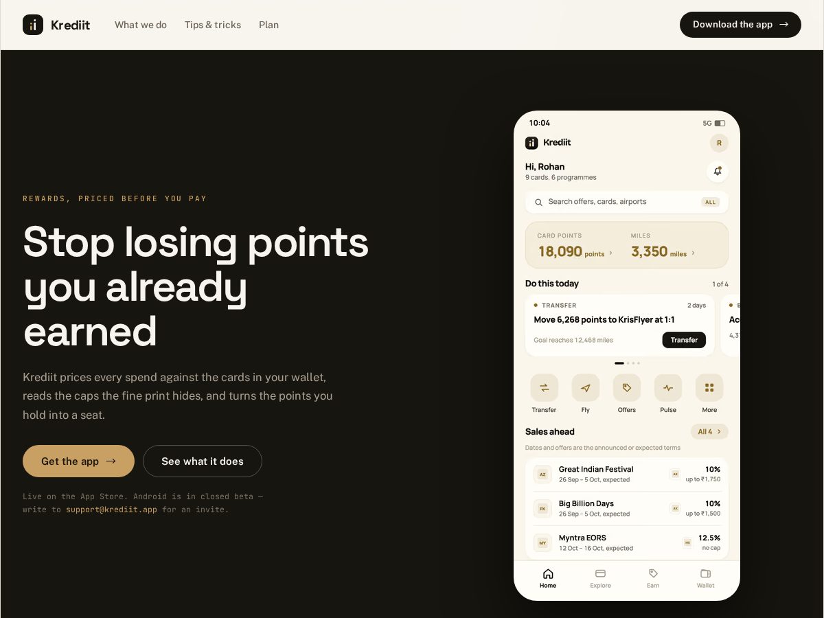 Landing-page snapshot of krediit.app