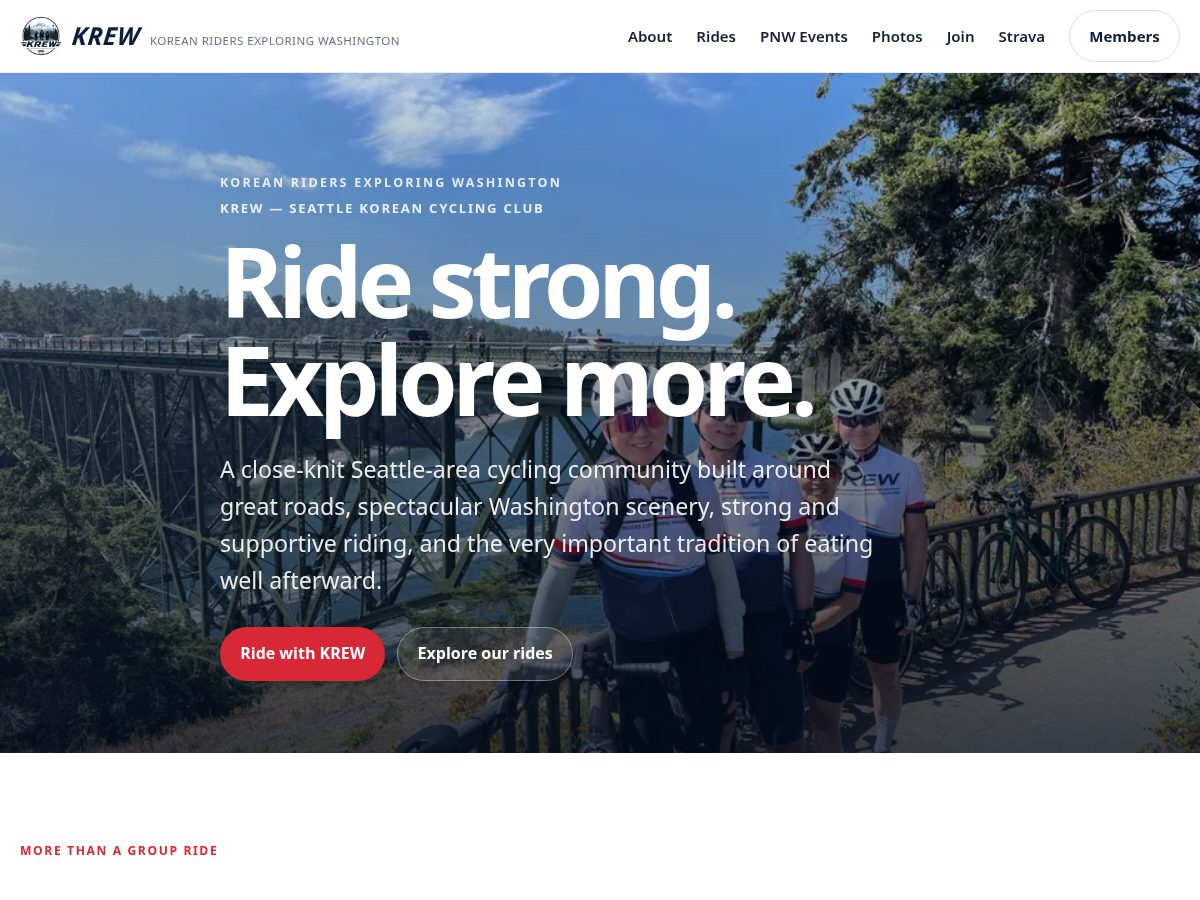 Landing-page snapshot of krewride.org