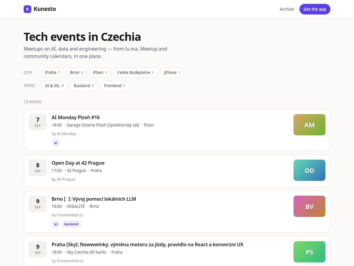 Landing-page snapshot of kunesto.app
