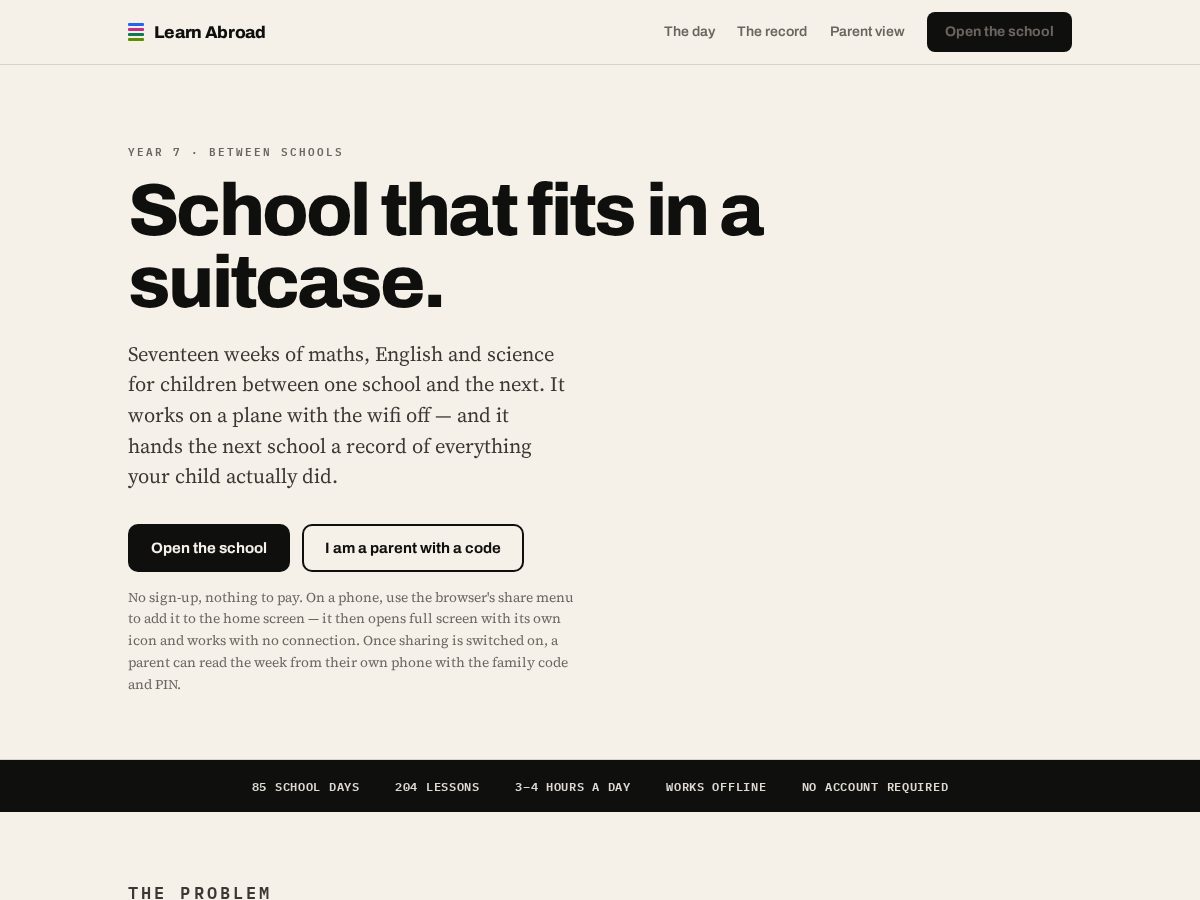 Landing-page snapshot of learnabroad.app
