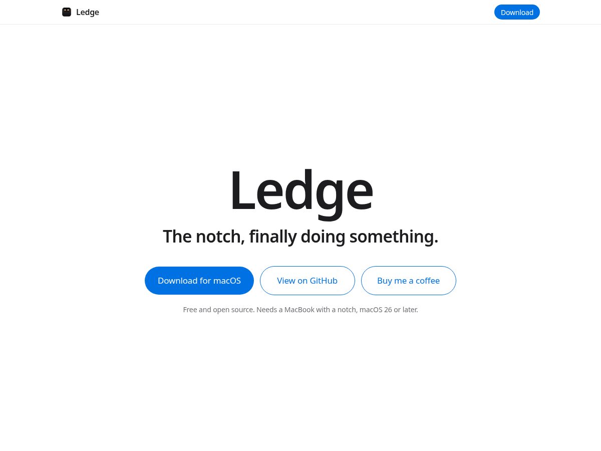 Landing-page snapshot of ledgeapp.dev