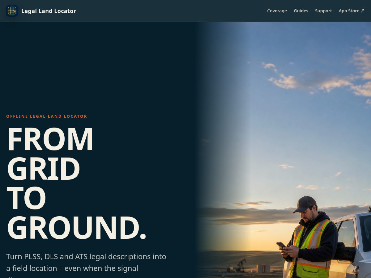 Landing-page snapshot of legallandlocator.com