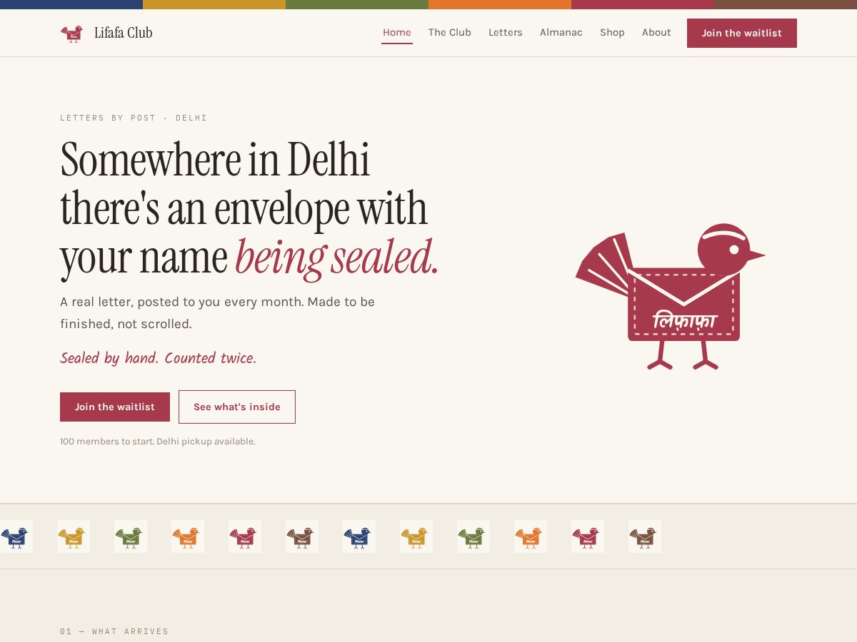 Landing-page snapshot of lifafaclub.com