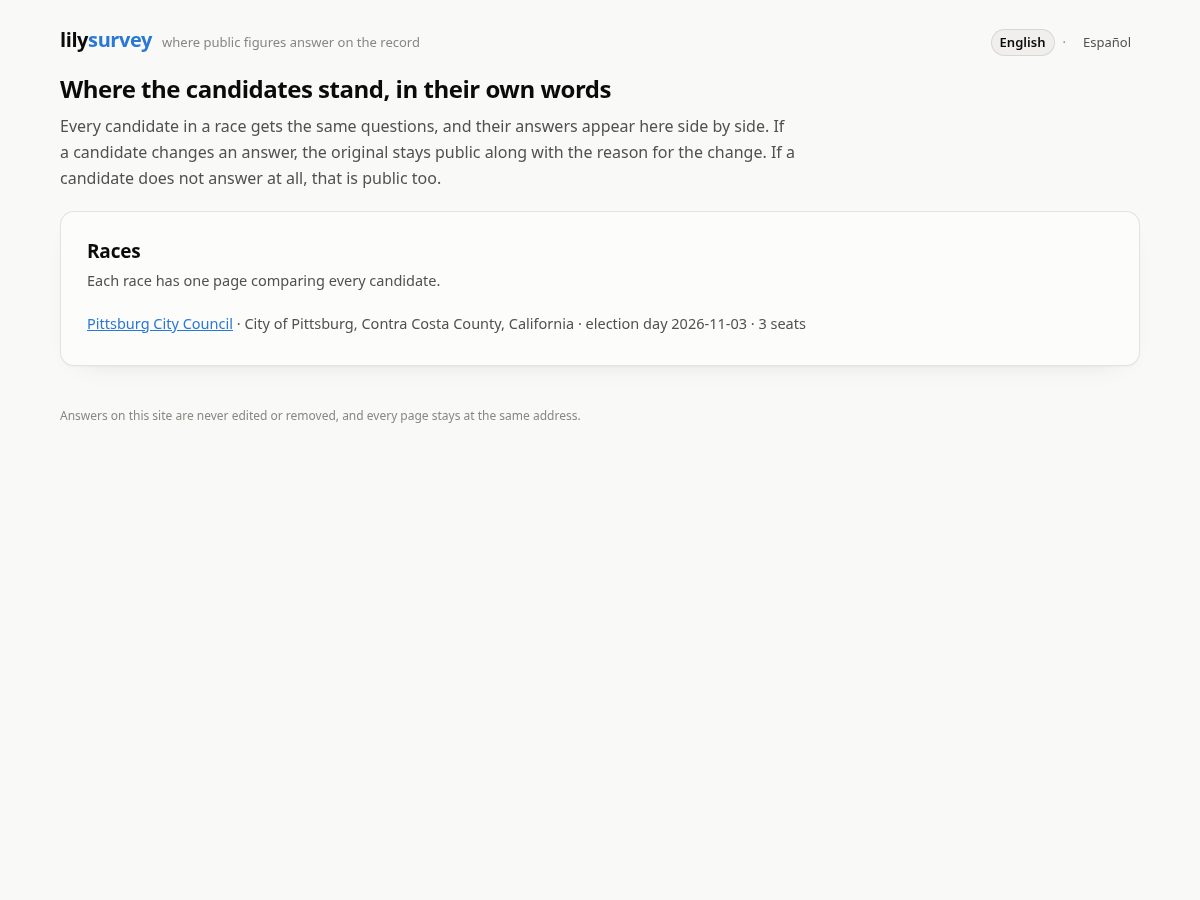Landing-page snapshot of lilysurvey.com