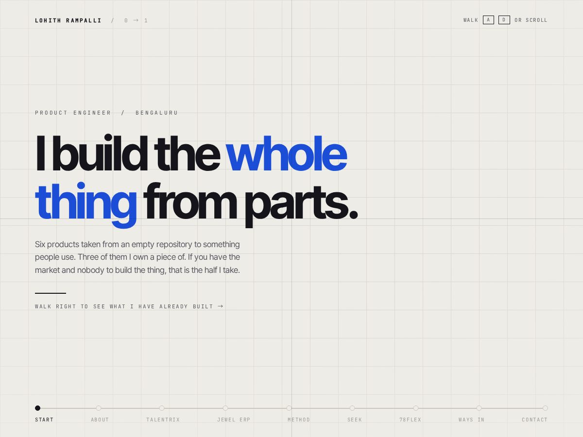 Landing-page snapshot of lohith.dev