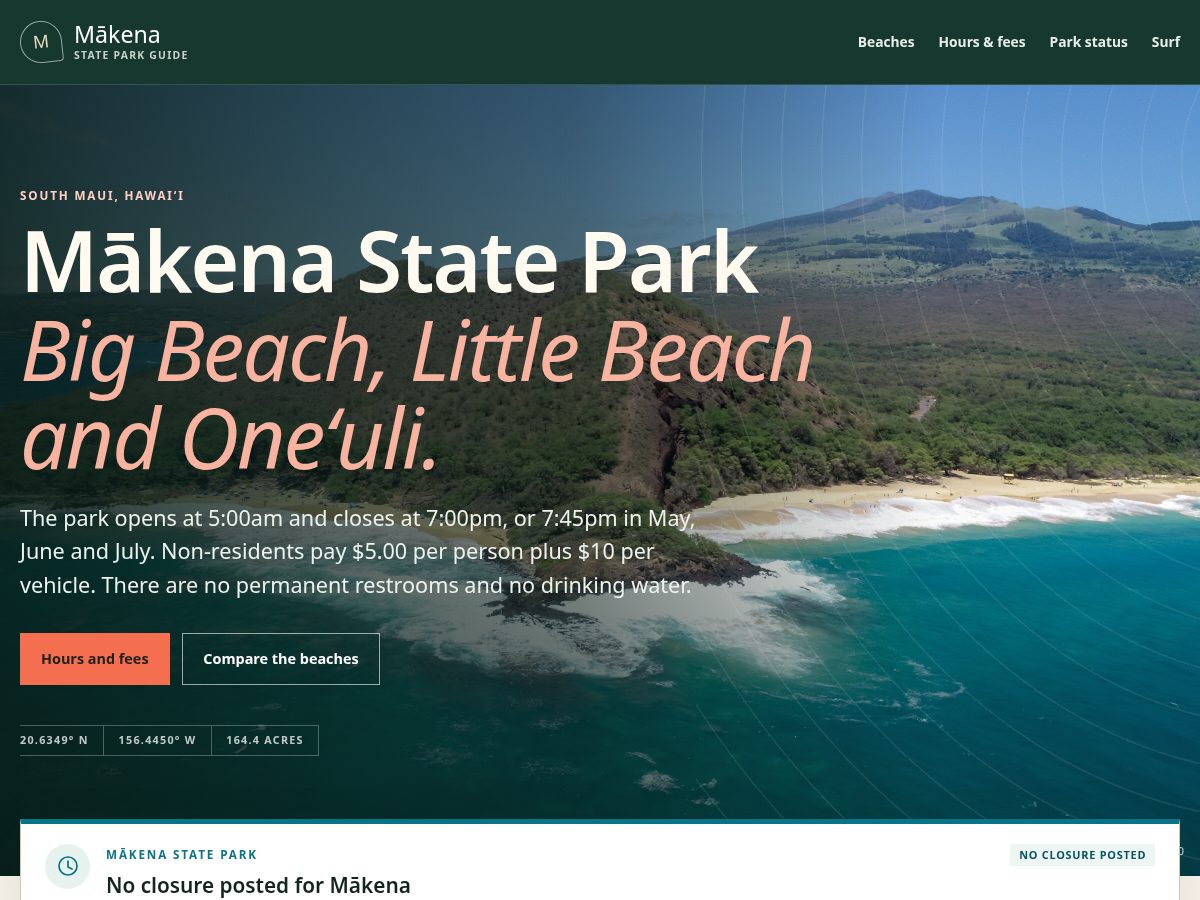 Landing-page snapshot of makenastatepark.com