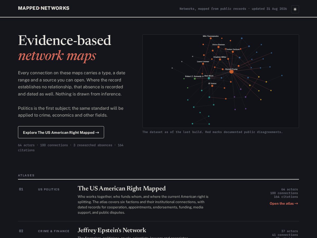 Landing-page snapshot of mappednetworks.com