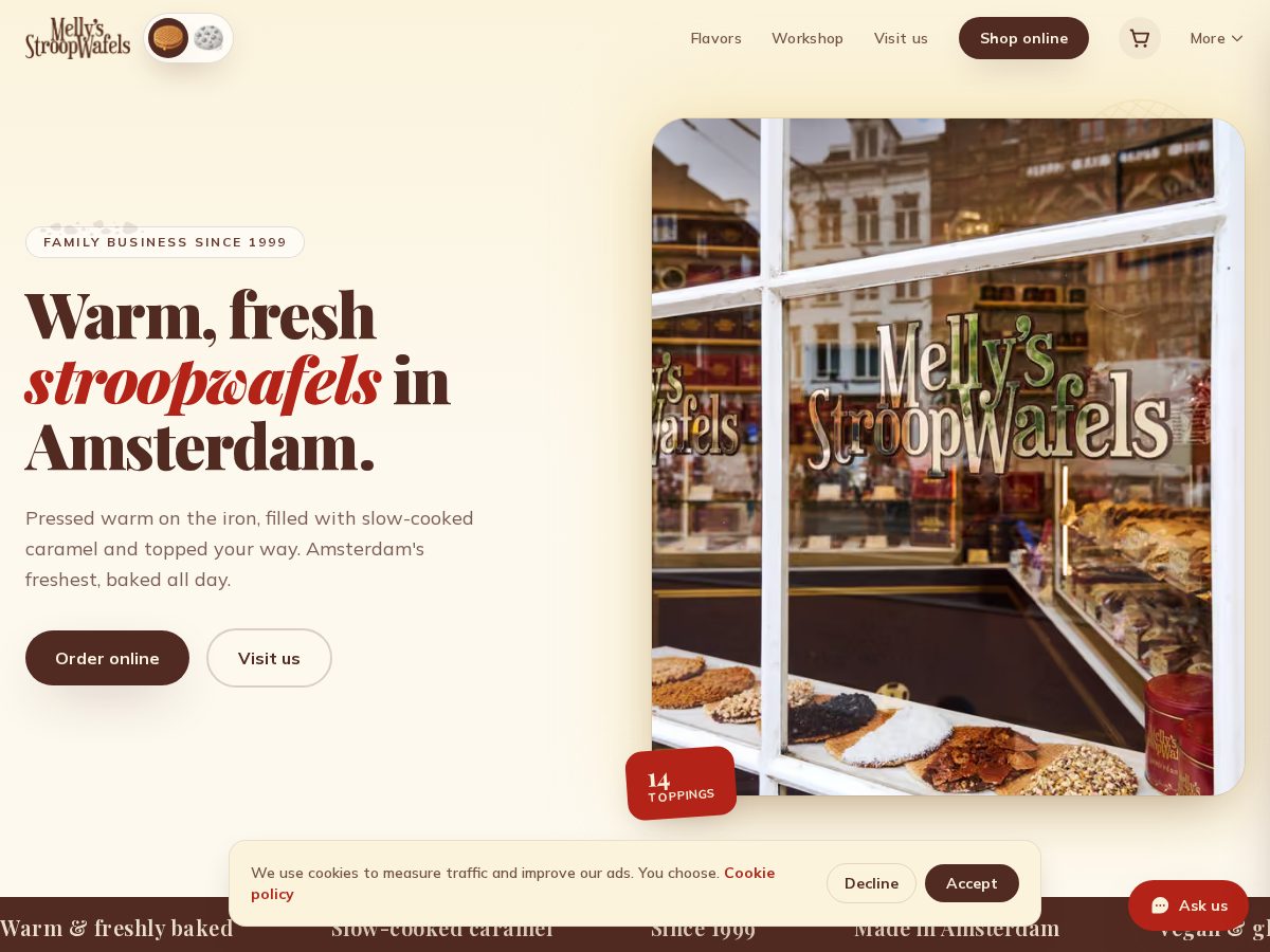 Landing-page snapshot of mellysstroopwafelco.com