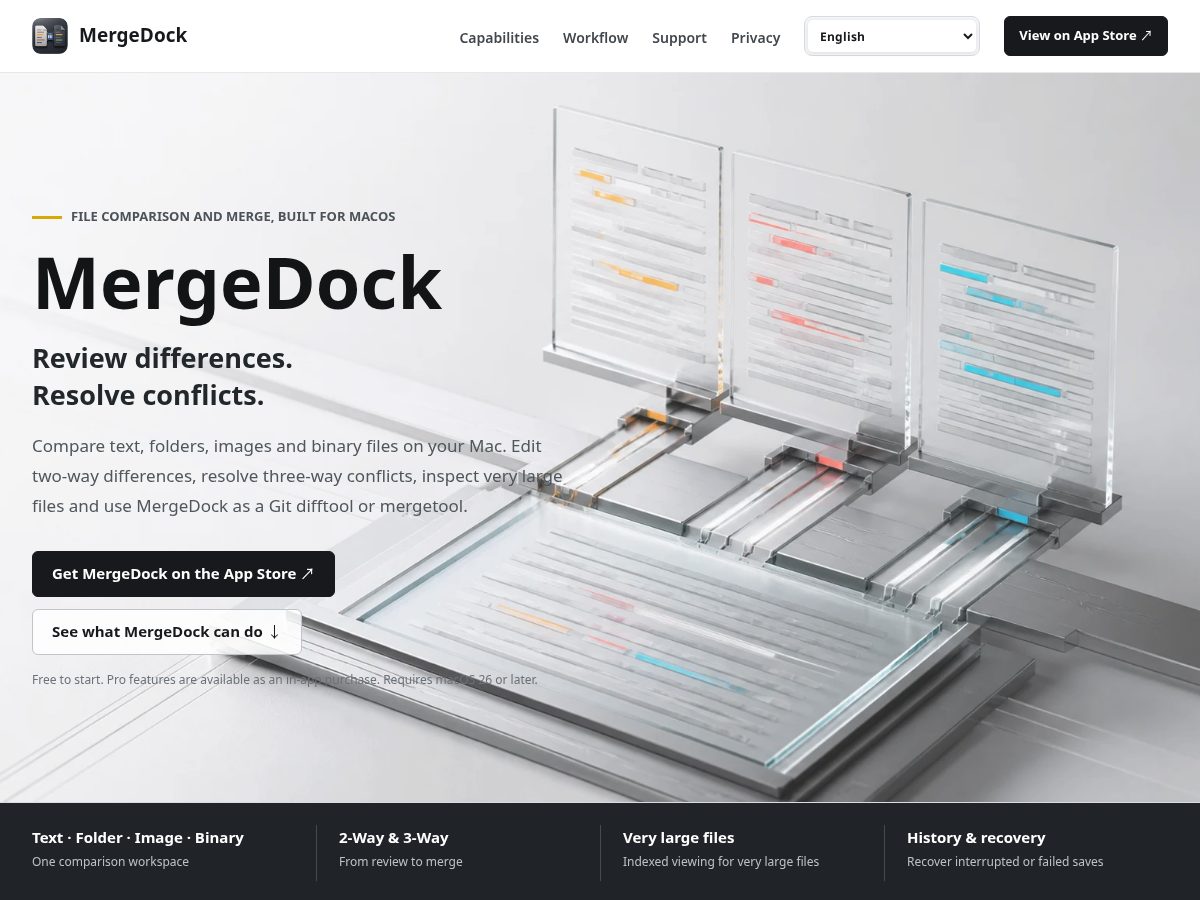 Landing-page snapshot of mergedock.net