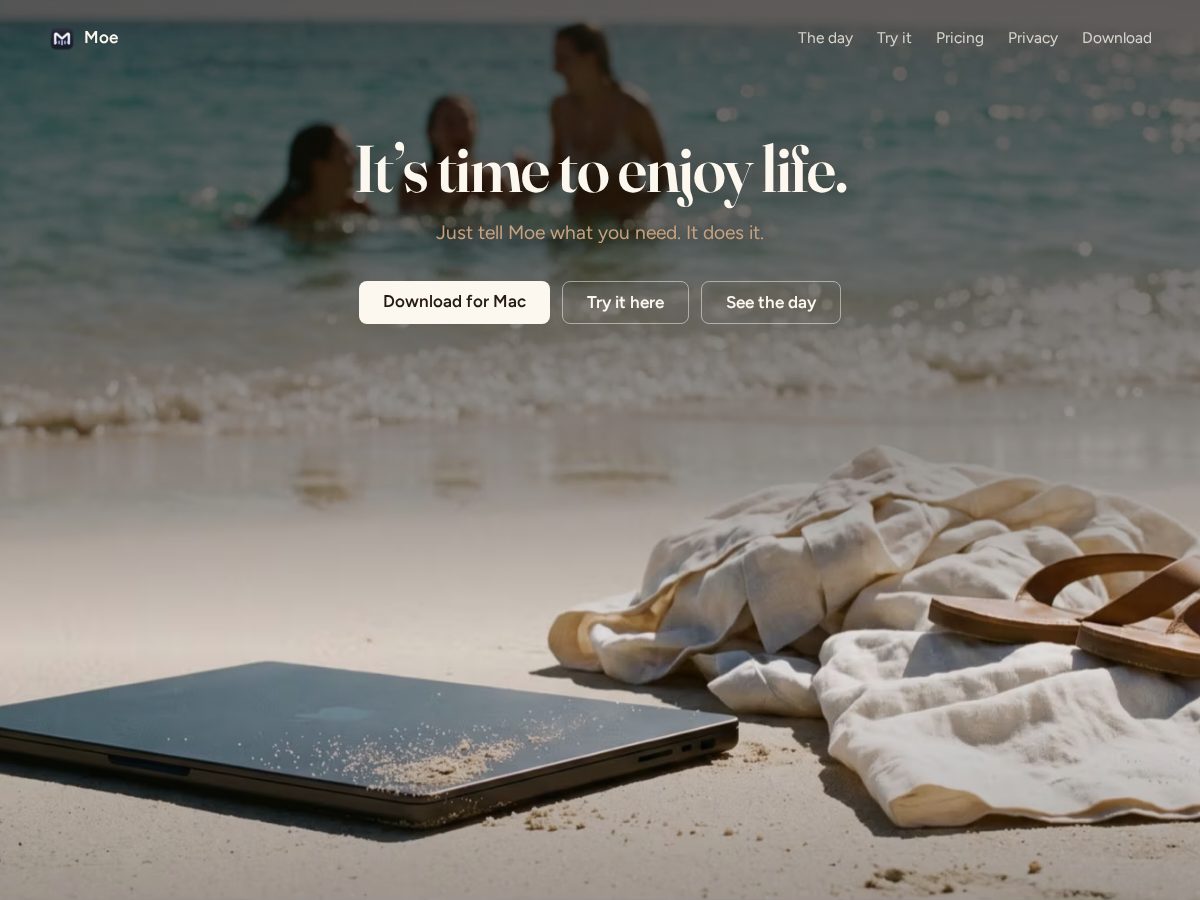 Landing-page snapshot of moebot.app