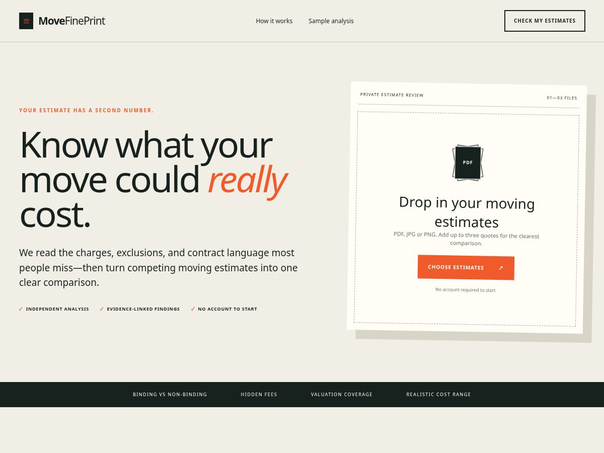 Landing-page snapshot of movefineprint.com