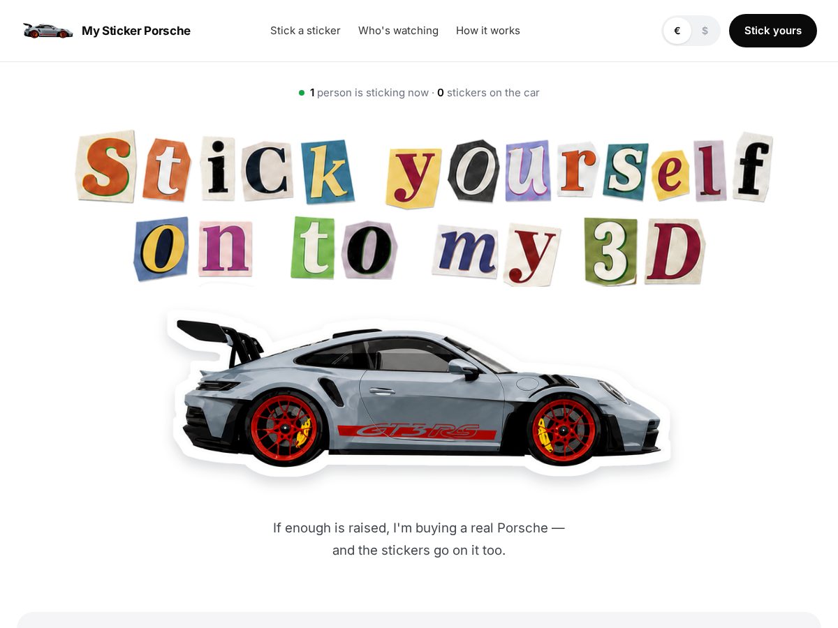 Landing-page snapshot of mystickerporsche.com