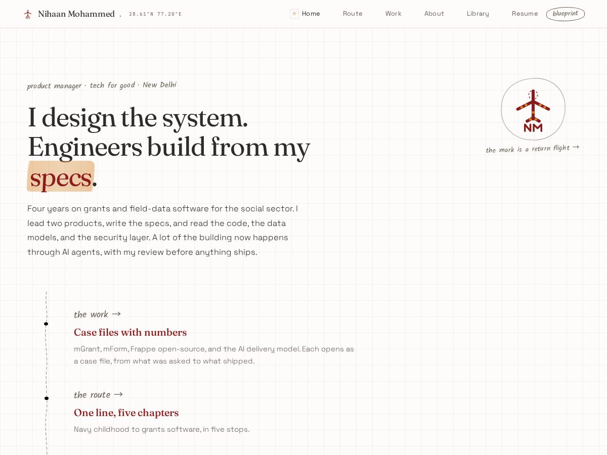 Landing-page snapshot of nihaanmohammed.com