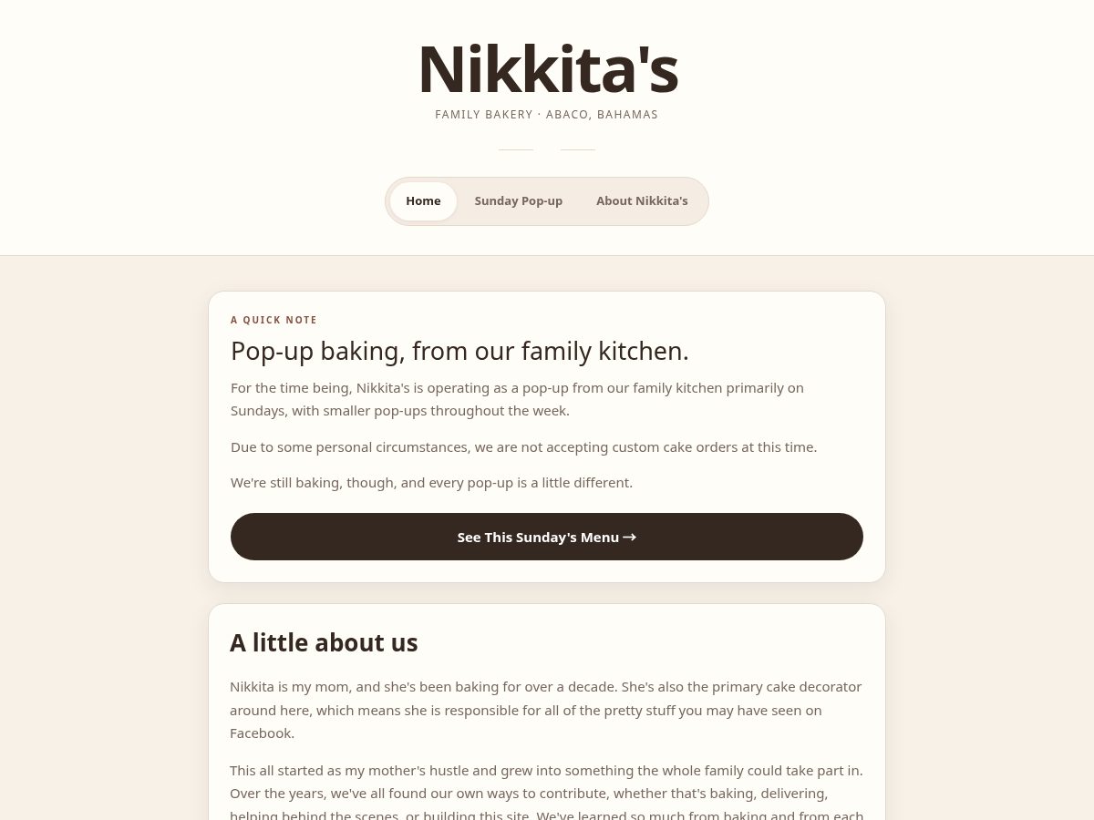 Landing-page snapshot of nikkitastreats.com