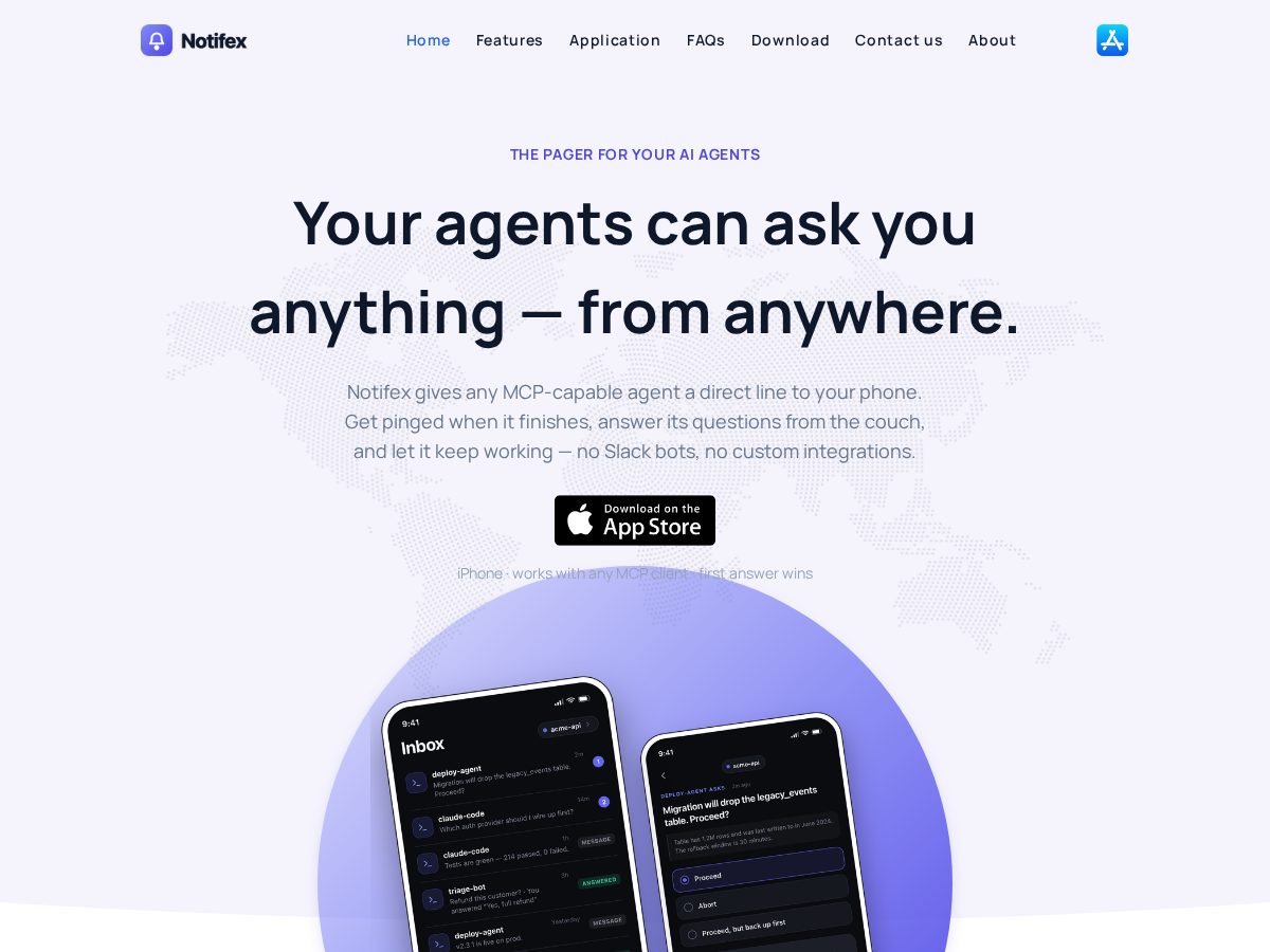 Landing-page snapshot of notifexapp.com