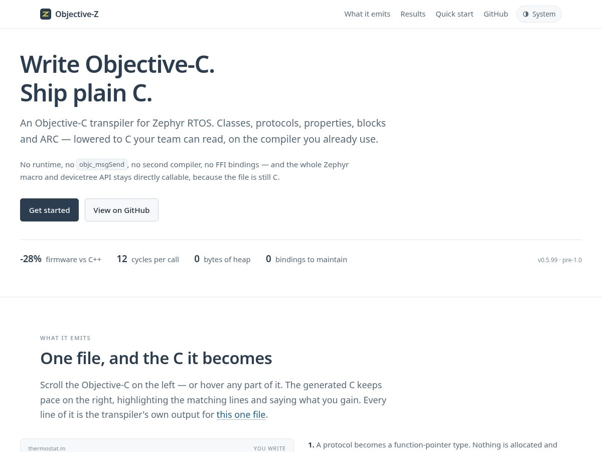 Landing-page snapshot of objective-z.org