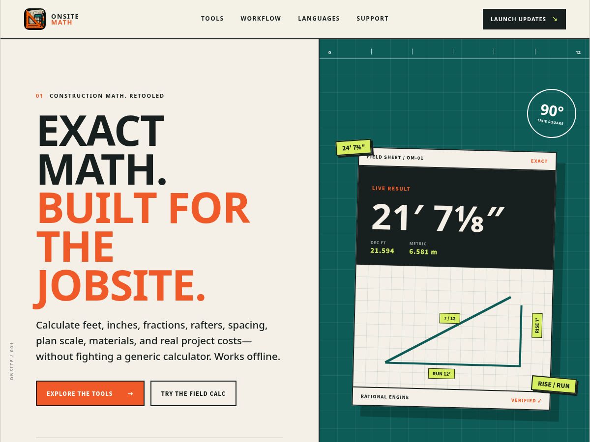Landing-page snapshot of onsitemath.com