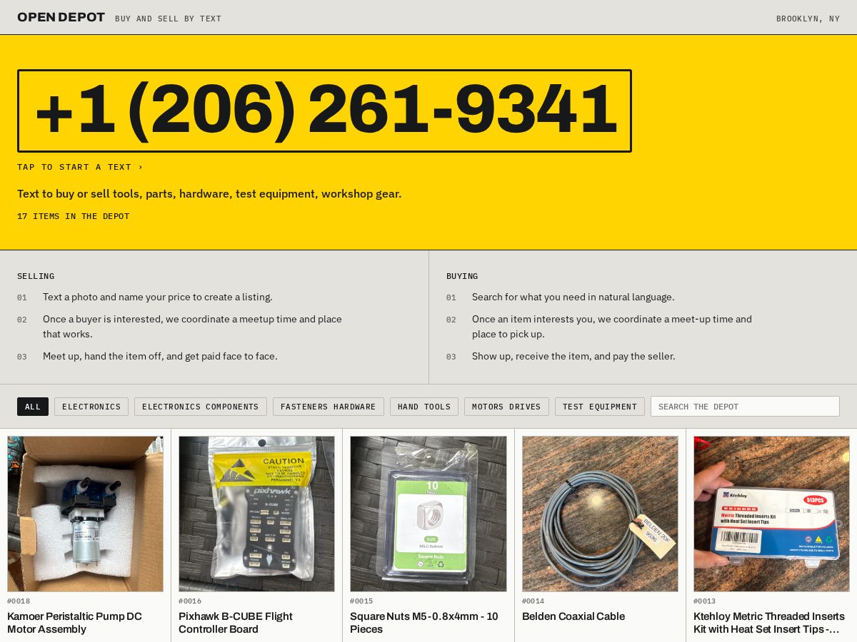 Landing-page snapshot of opendepot.dev