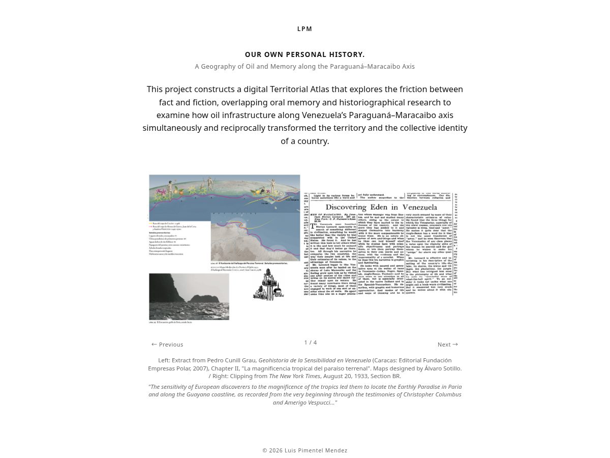 Landing-page snapshot of ourownpersonalhistory.com