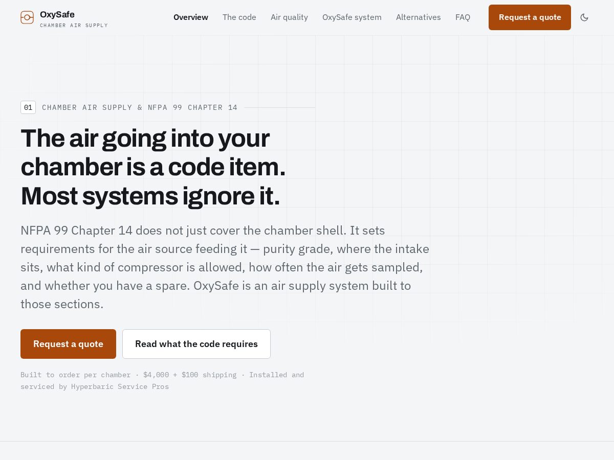 Landing-page snapshot of oxysafehbot.com