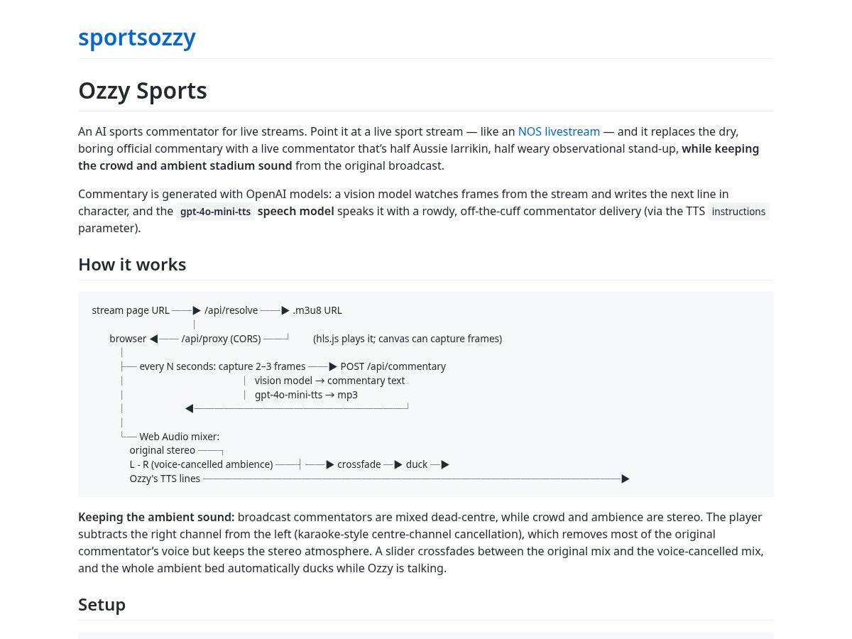 Landing-page snapshot of ozzysports.live