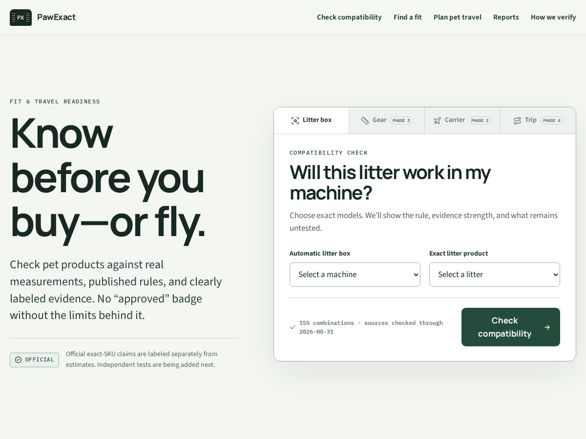 Landing-page snapshot of pawexact.com