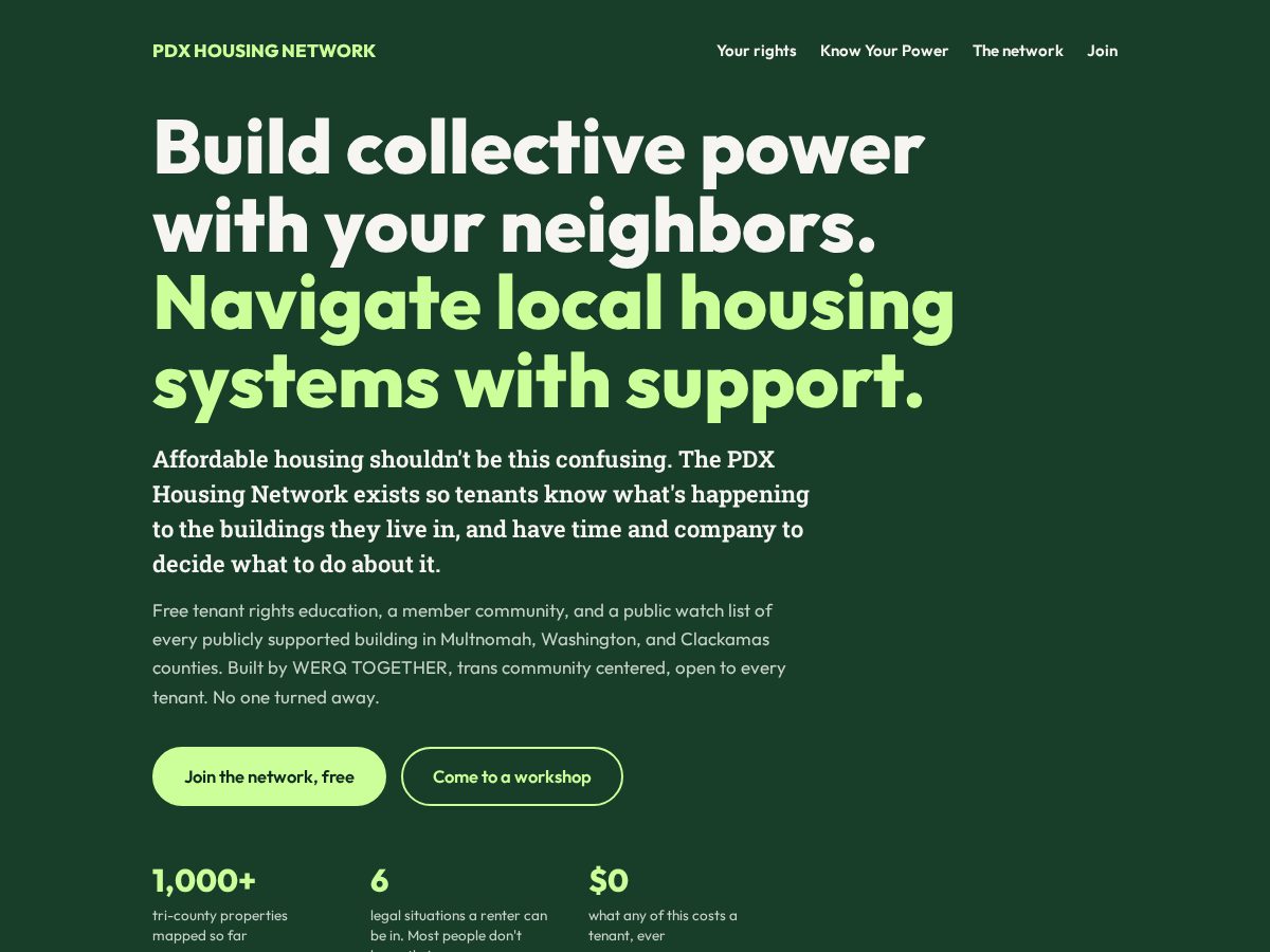 Landing-page snapshot of pdxhousing.org