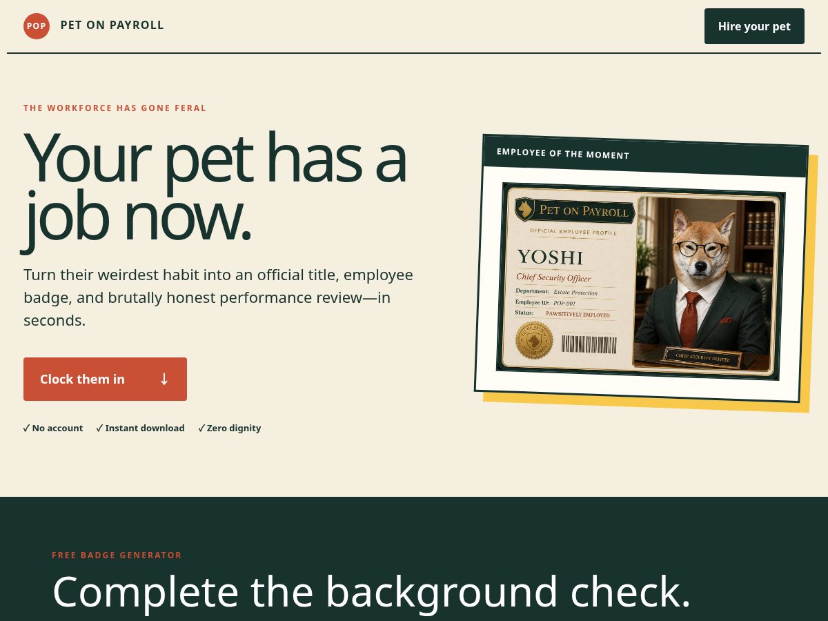 Landing-page snapshot of petonpayroll.com