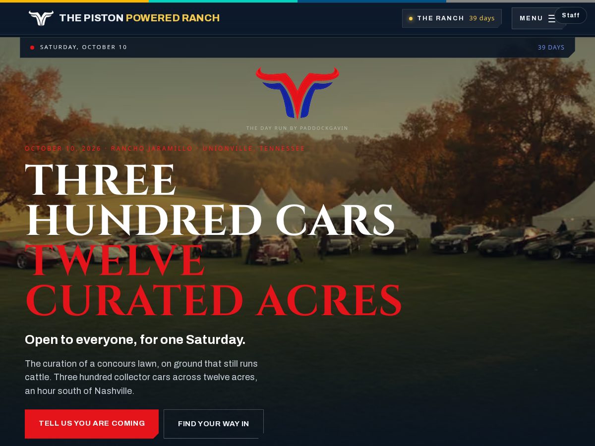 Landing-page snapshot of pistonpoweredranch.com