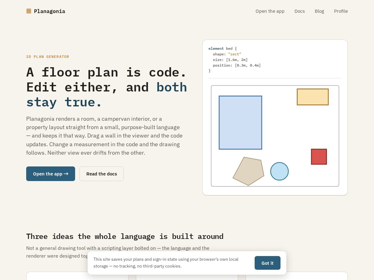 Landing-page snapshot of planagonia.com