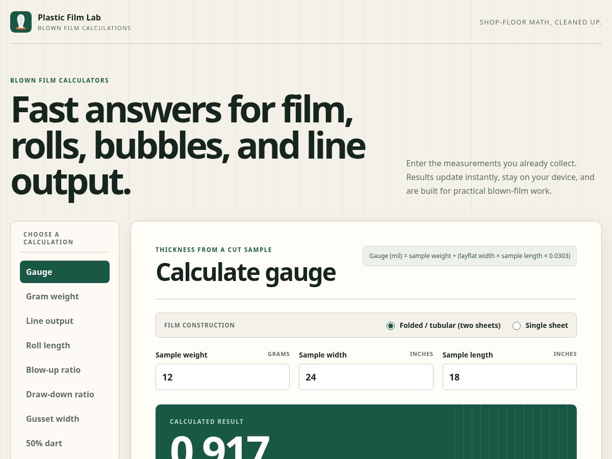 Landing-page snapshot of plasticfilmlab.com