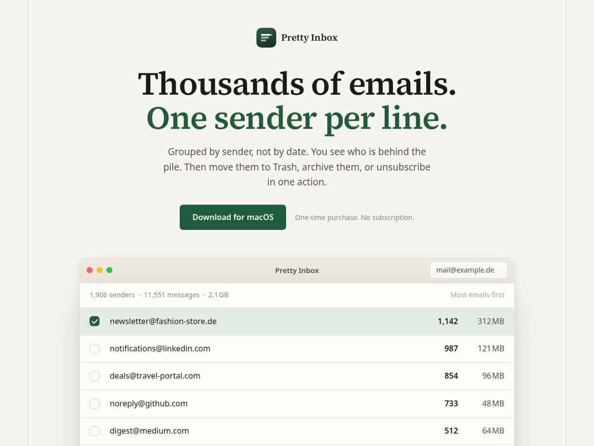 Landing-page snapshot of prettyinbox.com