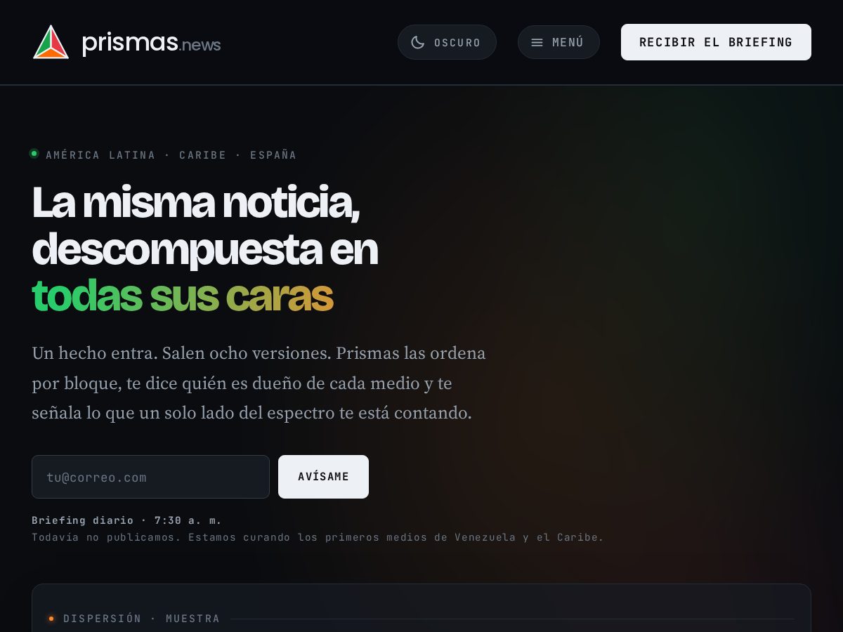 Landing-page snapshot of prismas.news