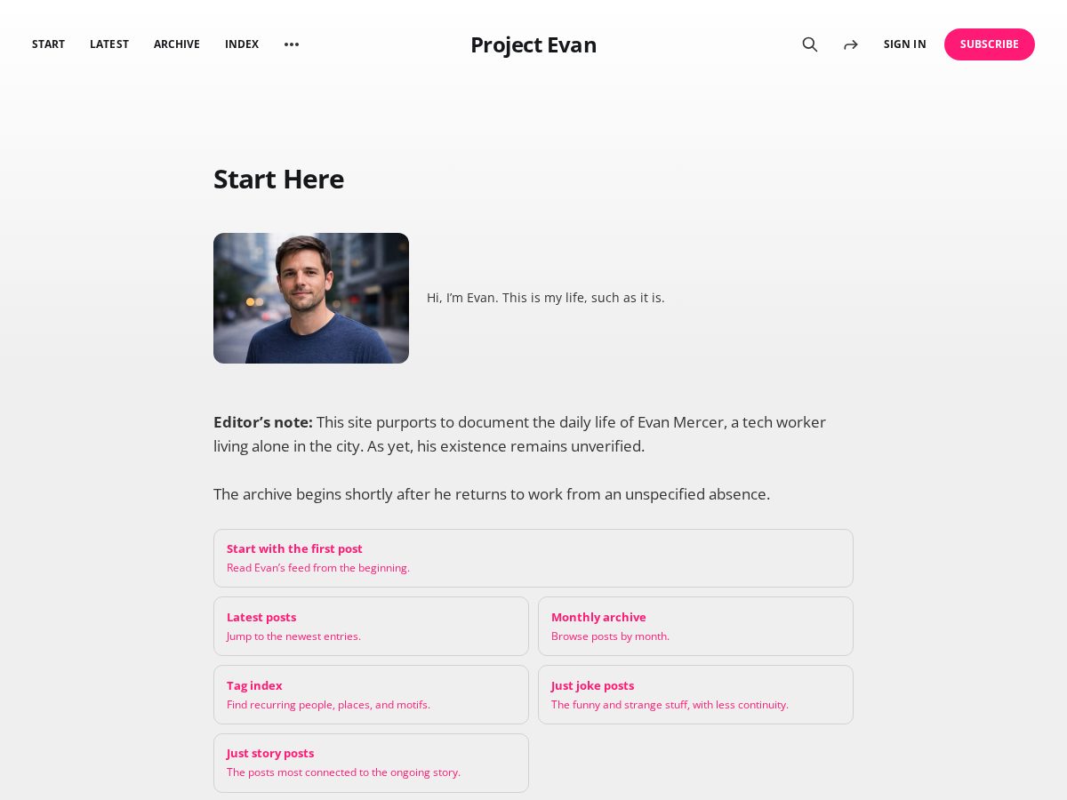 Landing-page snapshot of projectevan.com