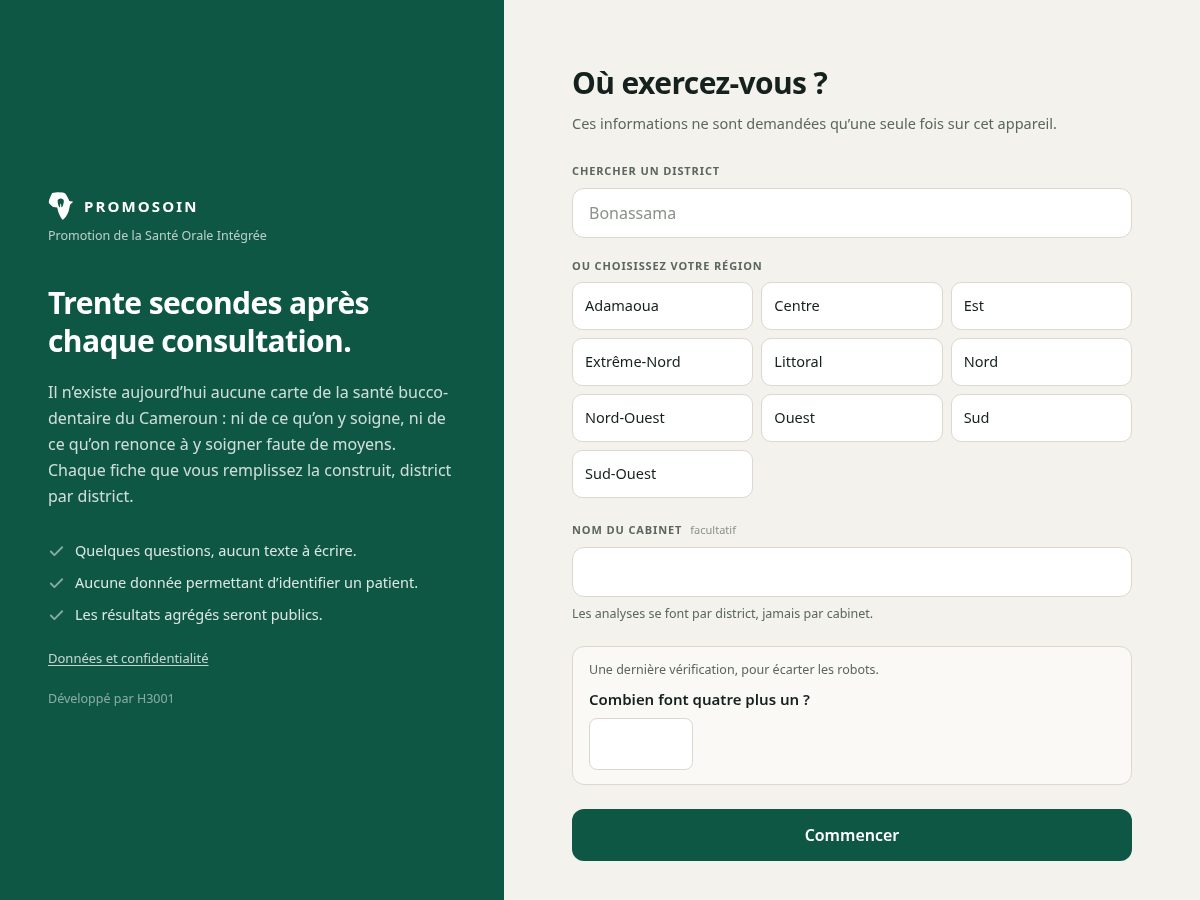 Landing-page snapshot of promosoin-cameroun.com