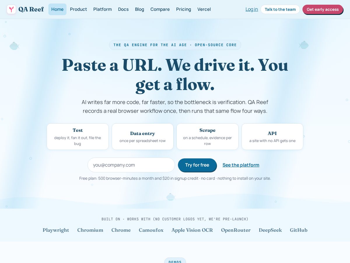 Landing-page snapshot of qareef.com