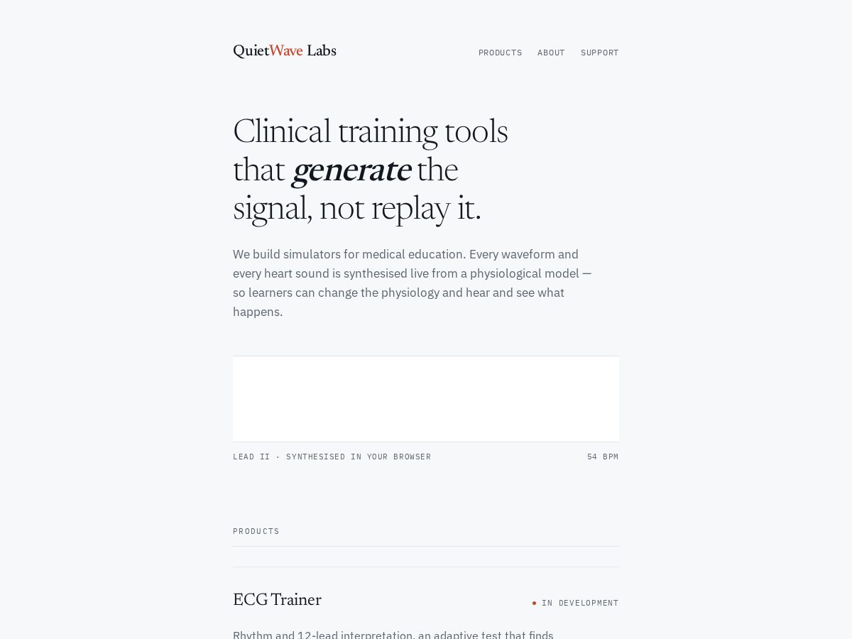 Landing-page snapshot of quietwavelabs.com