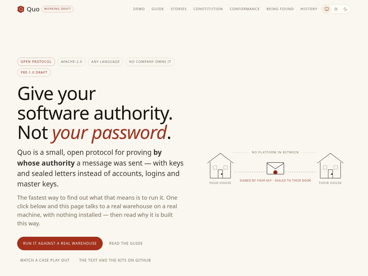 Landing-page snapshot of quo.systems