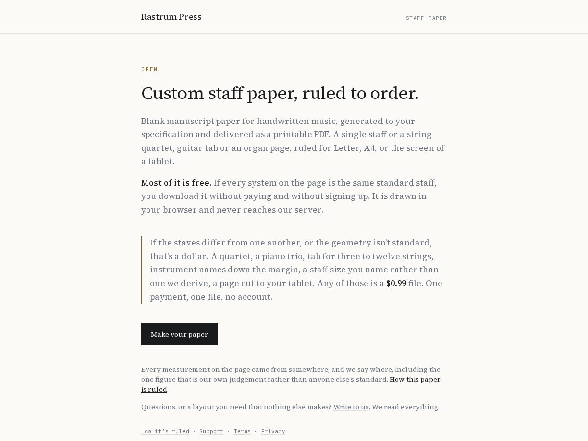 Landing-page snapshot of rastrumpress.com